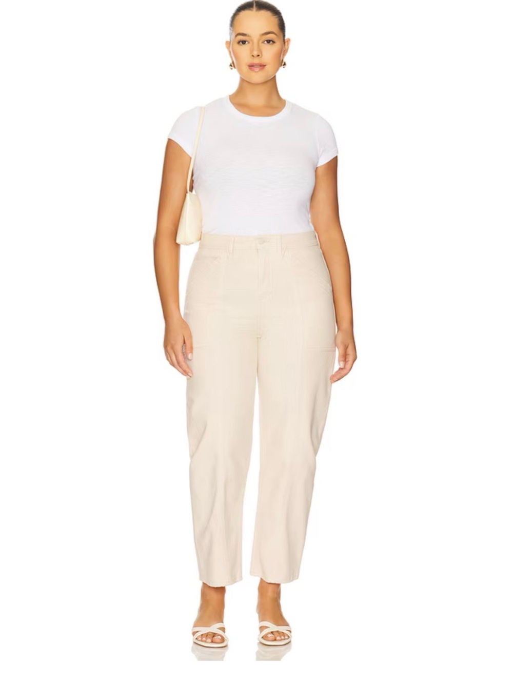 Good American Canvas Cropped Barrel Pants in Canvas Size 24 NWT w/ Small Flaw